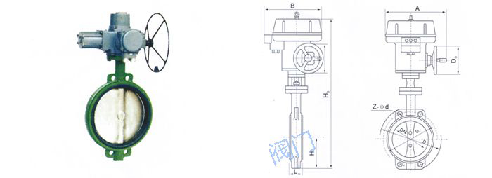 D971X電動對夾式襯膠蝶閥 D971X電動對夾式襯膠蝶閥